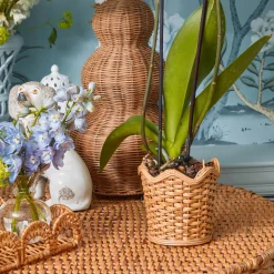 Mrs. Alice Scalloped Rattan Planter< Vases | Vases & Planters