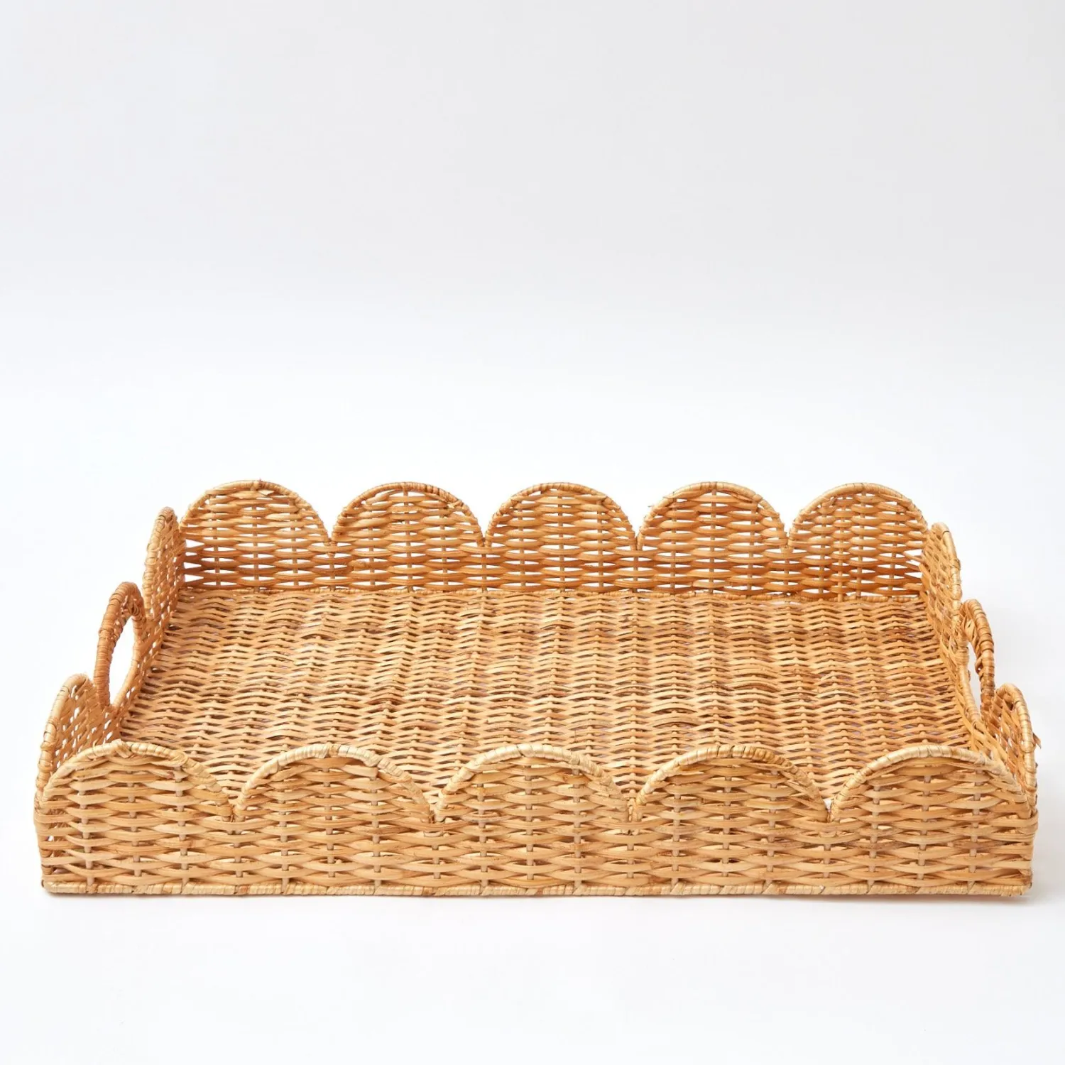 Mrs. Alice Scalloped Rattan Tray< Trays | Trays