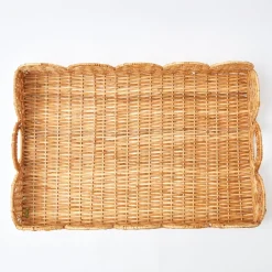 Mrs. Alice Scalloped Rattan Tray< Trays | Trays