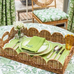 Mrs. Alice Scalloped Rattan Tray< Trays | Trays