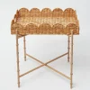 Mrs. Alice Scalloped Rattan Tray With Stand< Trays | Trays