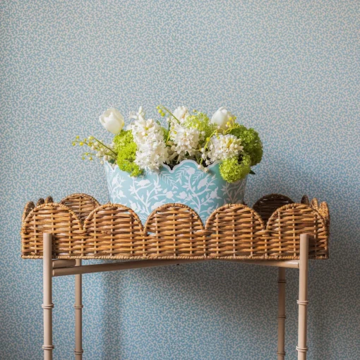 Mrs. Alice Scalloped Rattan Tray With Stand< Trays | Trays