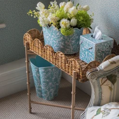 Mrs. Alice Scalloped Rattan Tray With Stand< Trays | Trays