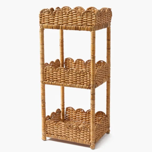 Mrs. Alice Scalloped Tiered Rattan Side Table< Furniture | Furniture