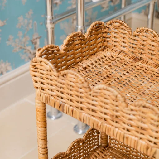 Mrs. Alice Scalloped Tiered Rattan Side Table< Furniture | Furniture