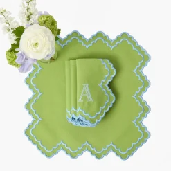 Mrs. Alice Scarlett Green & Blue Napkins (Set of 4)< Summer Table Linen | Napkins