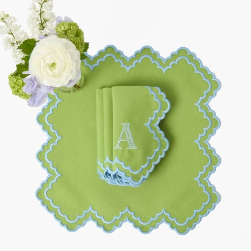 Mrs. Alice Scarlett Green & Blue Napkins (Set of 4)< Summer Table Linen | Napkins