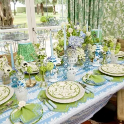 Mrs. Alice Scarlett Green & Blue Placemats & Napkins (Set of 4)< Summer Table Linen | Table Linen Sets