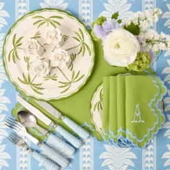 Mrs. Alice Scarlett Green & Blue Placemats & Napkins (Set of 4)< Summer Table Linen | Table Linen Sets