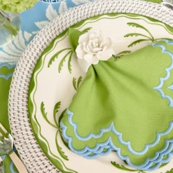 Mrs. Alice Scarlett Green & Blue Placemats & Napkins (Set of 4)< Summer Table Linen | Table Linen Sets
