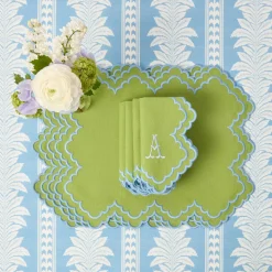 Mrs. Alice Scarlett Green & Blue Placemats (Set of 4)< Summer Table Linen | Placemats