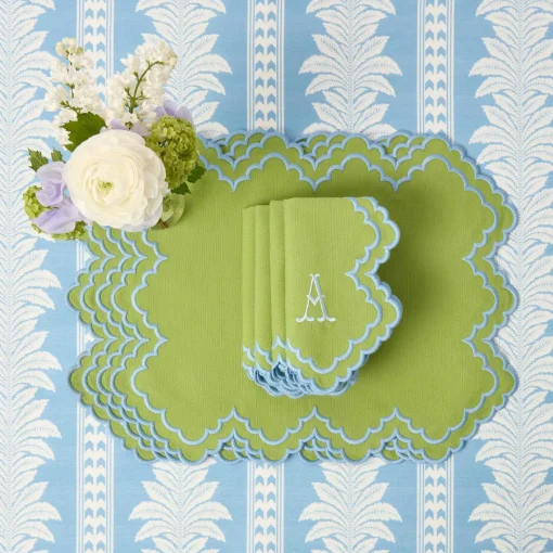 Mrs. Alice Scarlett Green & Blue Placemats (Set of 4)< Summer Table Linen | Placemats