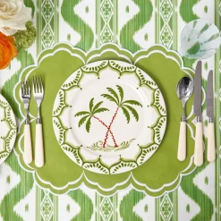Mrs. Alice Serena Apple Green Scalloped Placemats (Set of 4)< Summer Table Linen | Placemats