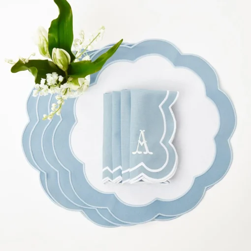Mrs. Alice Serena Appliqué Blue Napkins (Set of 4)< Napkins | Mrs. Alice Monogram