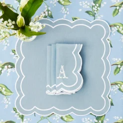 Mrs. Alice Serena Appliqué Blue Placemats & Napkins (Set of 4)< Table Linen Sets | Mrs. Alice Monogram