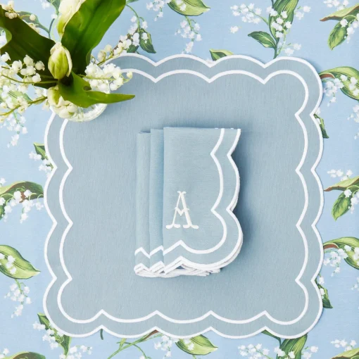 Mrs. Alice Serena Appliqué Blue Placemats & Napkins (Set of 4)< Table Linen Sets | Mrs. Alice Monogram