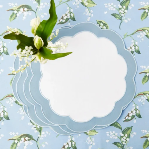 Mrs. Alice Serena Appliqué Blue Placemats & Napkins (Set of 4)< Table Linen Sets | Mrs. Alice Monogram