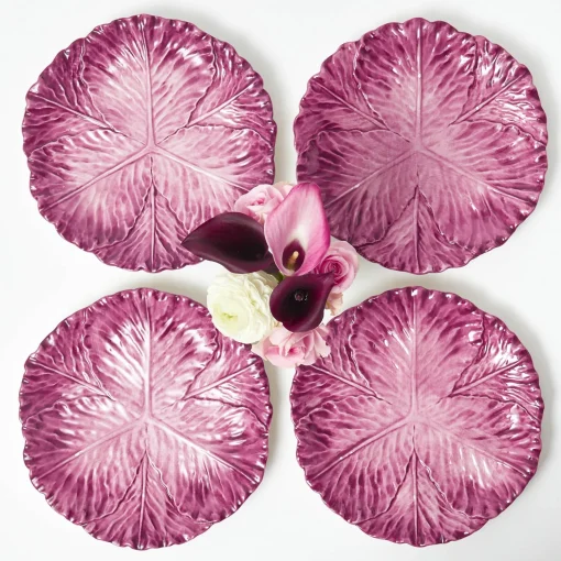 Mrs. Alice Serena Aubergine Cabbage Dinner Plates (Set of 4)< Summer Crockery | Dinner Plates