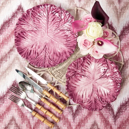 Mrs. Alice Serena Aubergine Cabbage Dinner & Starter Plates (Set of 8)< Summer Crockery | Crockery Sets