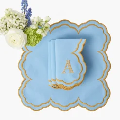 Mrs. Alice Serena Blue & Caramel Napkins (Set of 4)< Summer Table Linen | Napkins