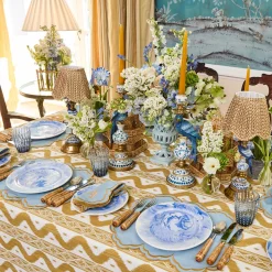 Mrs. Alice Serena Blue & Caramel Napkins (Set of 4)< Summer Table Linen | Napkins