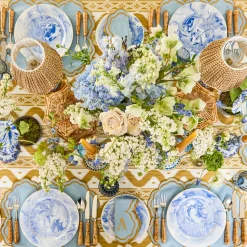 Mrs. Alice Serena Blue & Caramel Napkins (Set of 4)< Summer Table Linen | Napkins