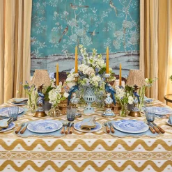Mrs. Alice Serena Blue & Caramel Placemats & Napkins (Set of 4)< Summer Table Linen | Table Linen Sets