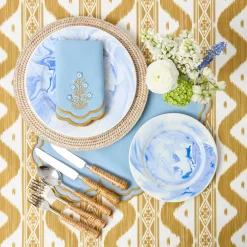 Mrs. Alice Serena Blue & Caramel Placemats (Set of 4)< Summer Table Linen | Placemats