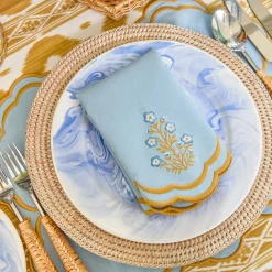 Mrs. Alice Serena Blue Carnation Napkins (Set of 4)< Summer Table Linen | Napkins