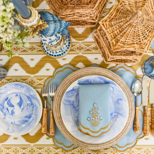 Mrs. Alice Serena Blue Carnation Napkins (Set of 4)< Summer Table Linen | Napkins