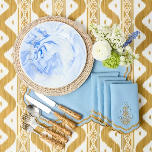 Mrs. Alice Serena Blue Carnation Napkins (Set of 4)< Summer Table Linen | Napkins