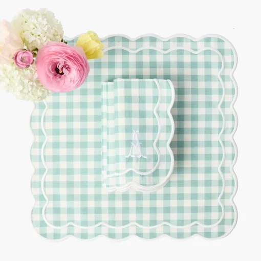 Mrs. Alice Serena Duck Egg Blue Gingham Napkins (Set of 4)< Summer Table Linen | Napkins