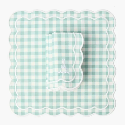 Mrs. Alice Serena Duck Egg Blue Gingham Napkins (Set of 4)< Summer Table Linen | Napkins