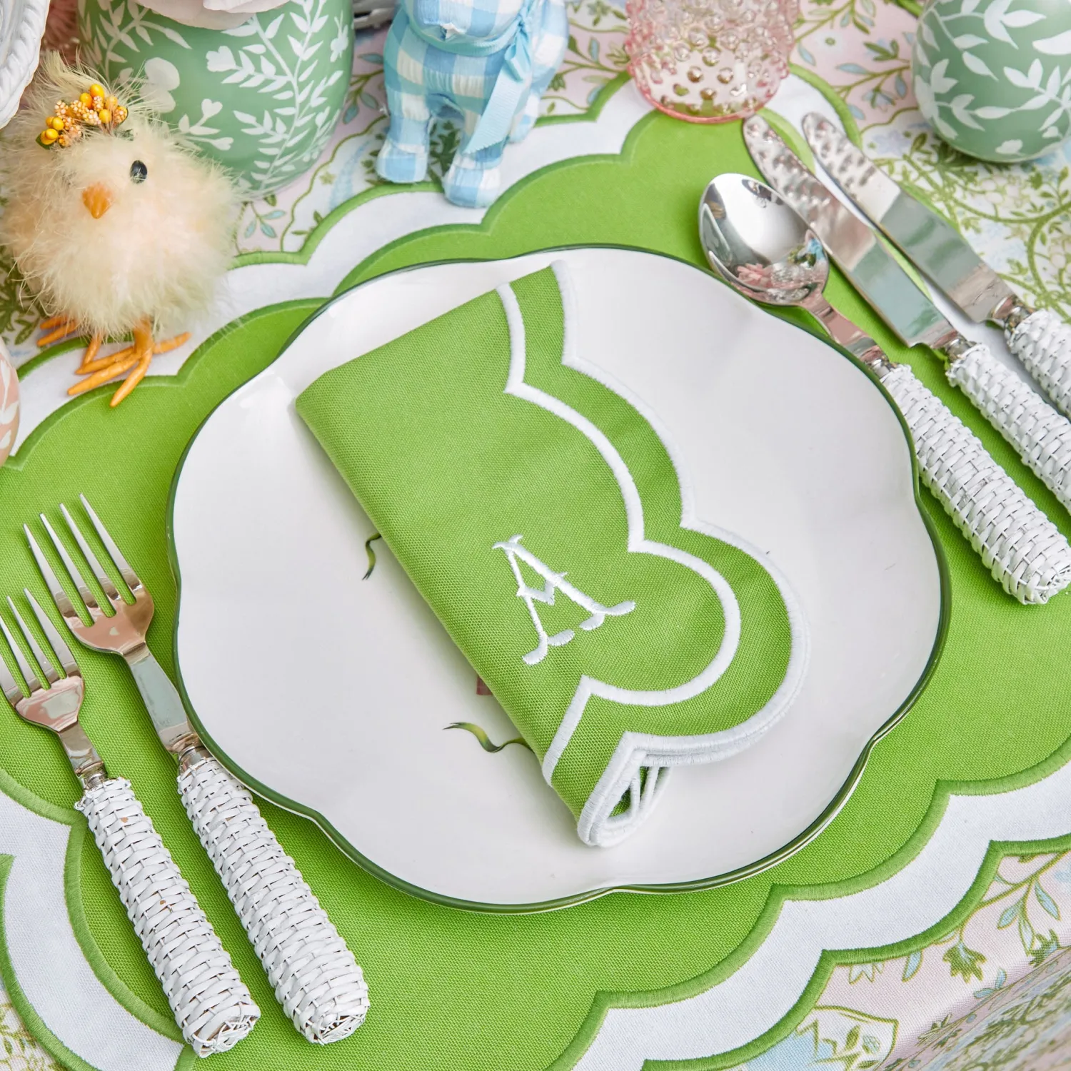 Mrs. Alice Serena Green Appliqué Napkins (Set of 4)< Napkins | Mrs. Alice Monogram