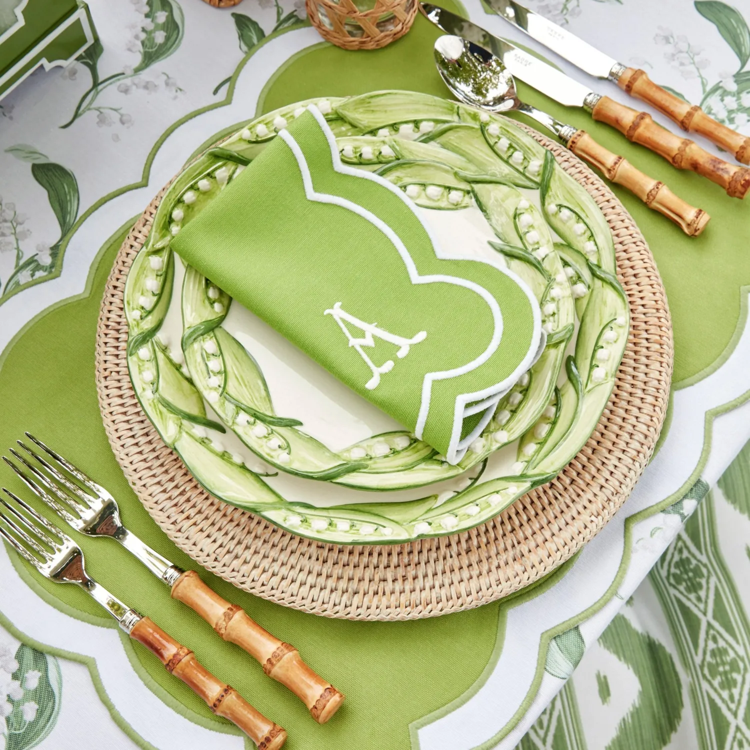 Mrs. Alice Serena Green Appliqué Napkins (Set of 4)< Napkins | Mrs. Alice Monogram