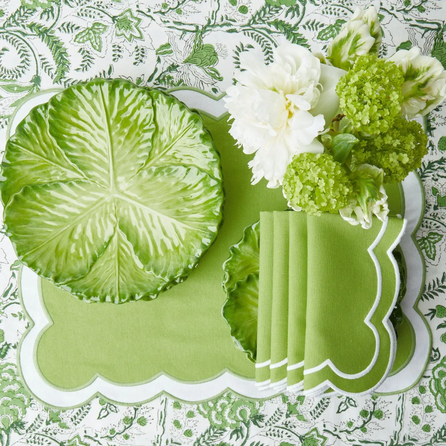 Mrs. Alice Serena Green Appliqué Napkins (Set of 4)< Napkins | Mrs. Alice Monogram