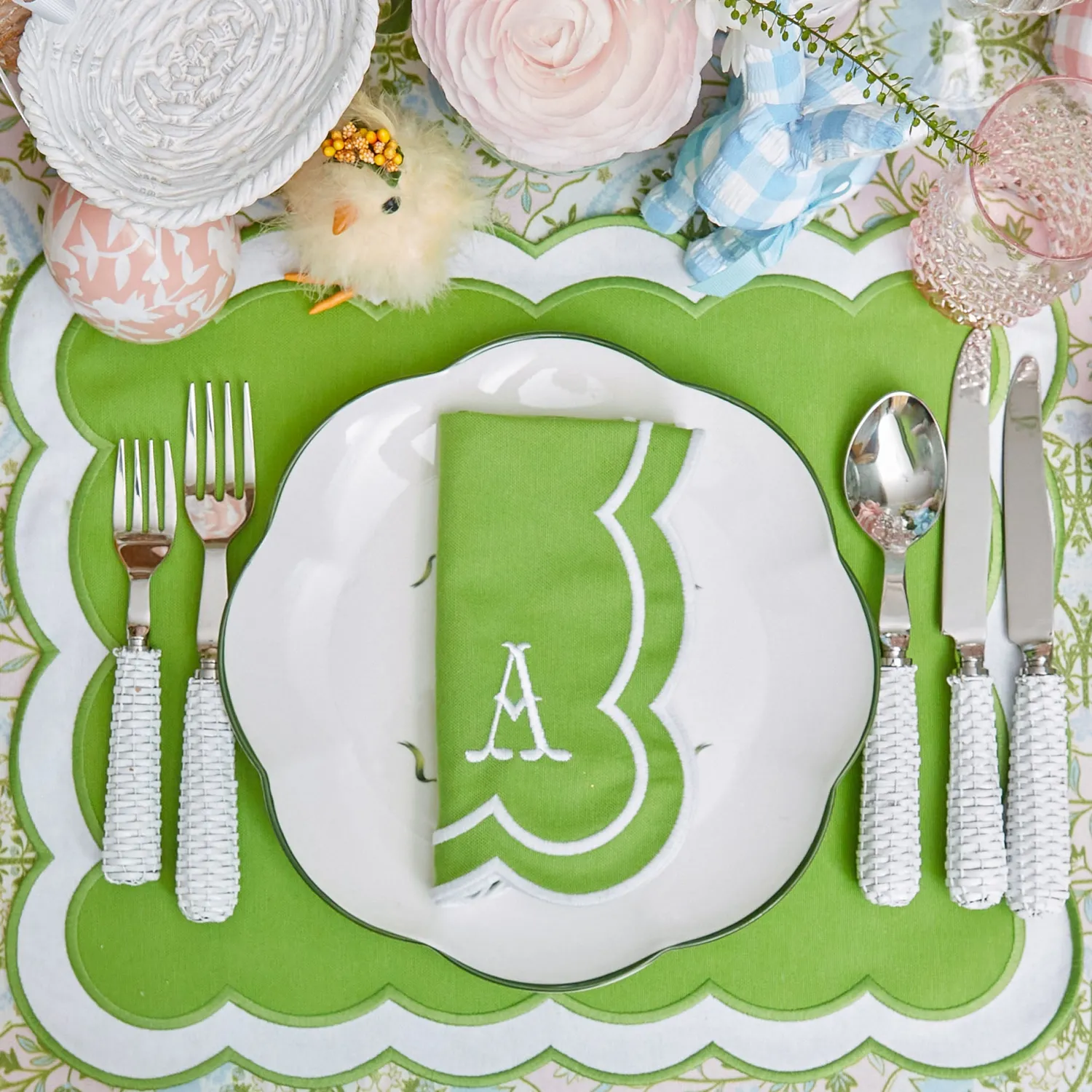 Mrs. Alice Serena Green Appliqué Napkins (Set of 4)< Napkins | Mrs. Alice Monogram
