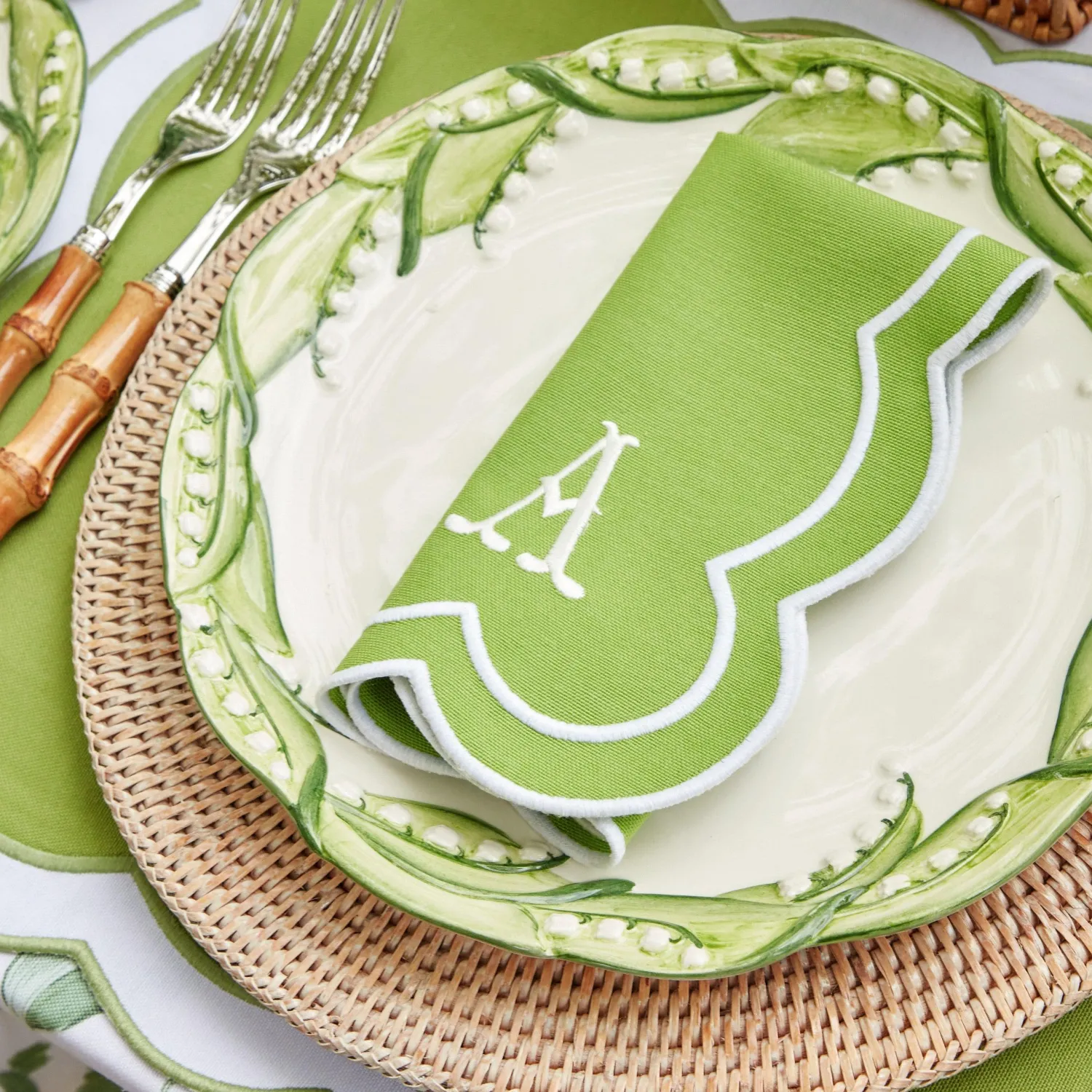 Mrs. Alice Serena Green Appliqué Napkins (Set of 4)< Napkins | Mrs. Alice Monogram