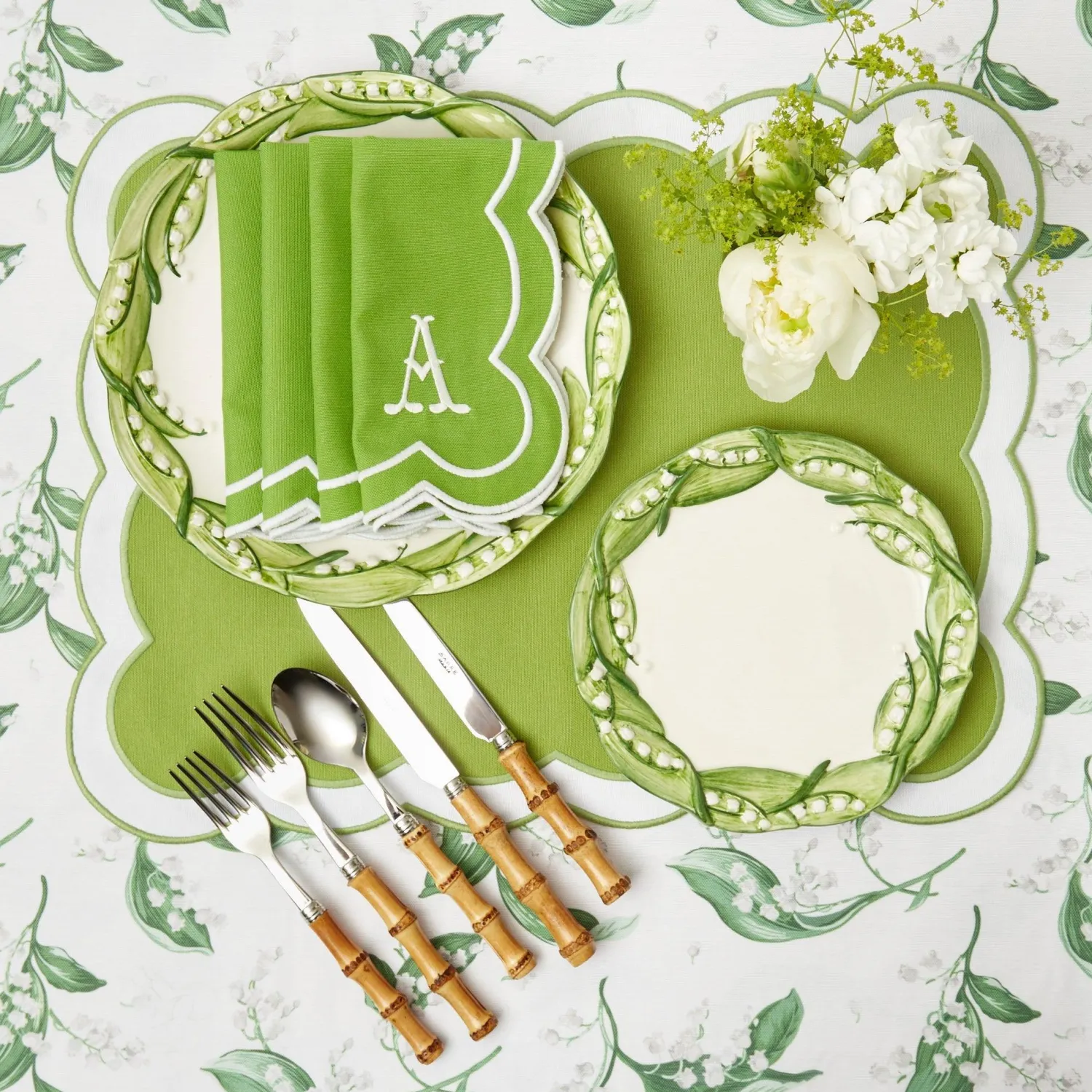 Mrs. Alice Serena Green Appliqué Napkins (Set of 4)< Napkins | Mrs. Alice Monogram