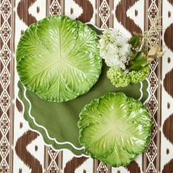 Mrs. Alice Serena Green Cabbage Dinner & Starter Plates (Set of 8)< Crockery Sets