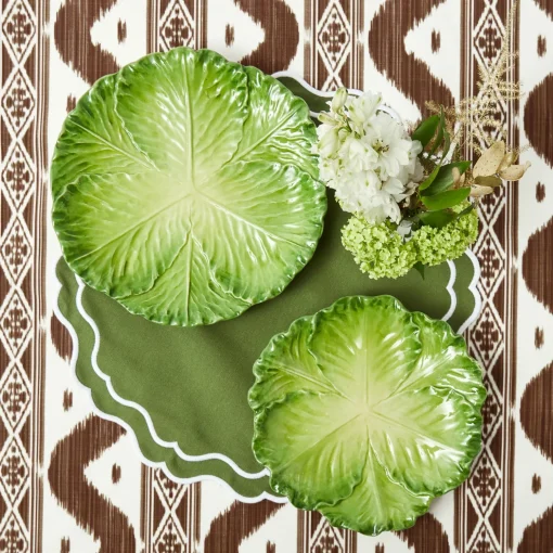 Mrs. Alice Serena Green Cabbage Dinner & Starter Plates (Set of 8)< Crockery Sets