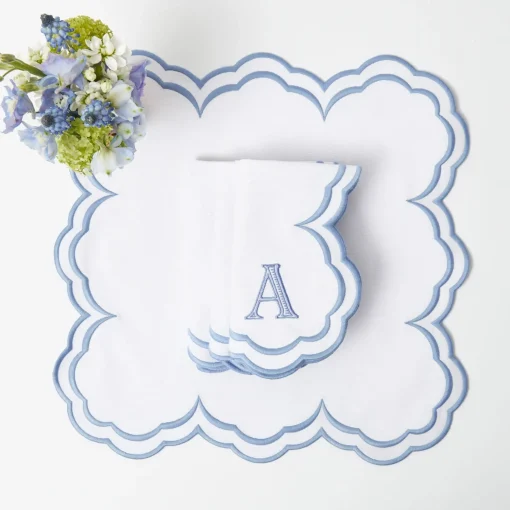 Mrs. Alice Serena White Placemats & Napkins (Set of 4)< Table Linen Sets | Mrs. Alice Monogram