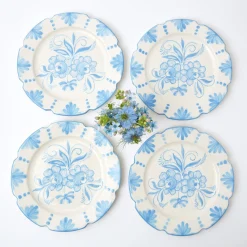 Mrs. Alice Seville Blue Gardênia Dinner Plate (set of 4)< Dinner Plates | Crockery Sets