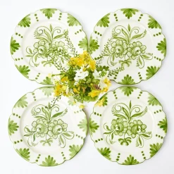 Mrs. Alice Seville Green Gardênia Dinner Plates (Set of 4)< Dinner Plates | Crockery Sets