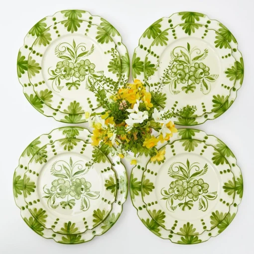 Mrs. Alice Seville Green Gardênia Dinner & Starter Plates (Set of 8)< Crockery Sets