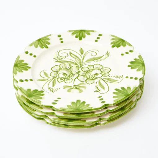 Mrs. Alice Seville Green Gardênia Dinner Plates (Set of 4)< Dinner Plates | Crockery Sets