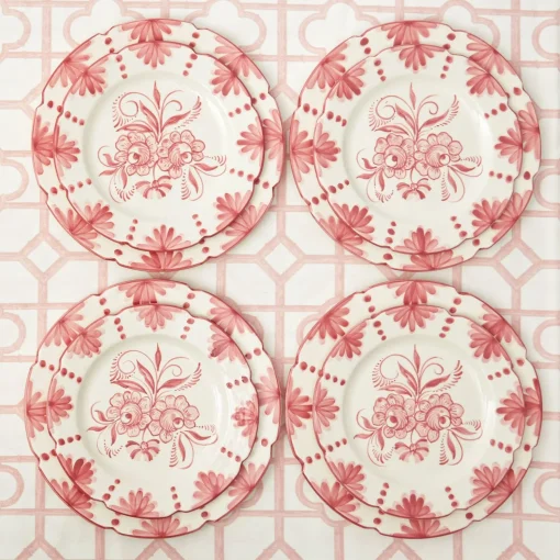 Mrs. Alice Seville Pink Gardênia Dinner & Starter Plates (Set of 8)< Crockery Sets