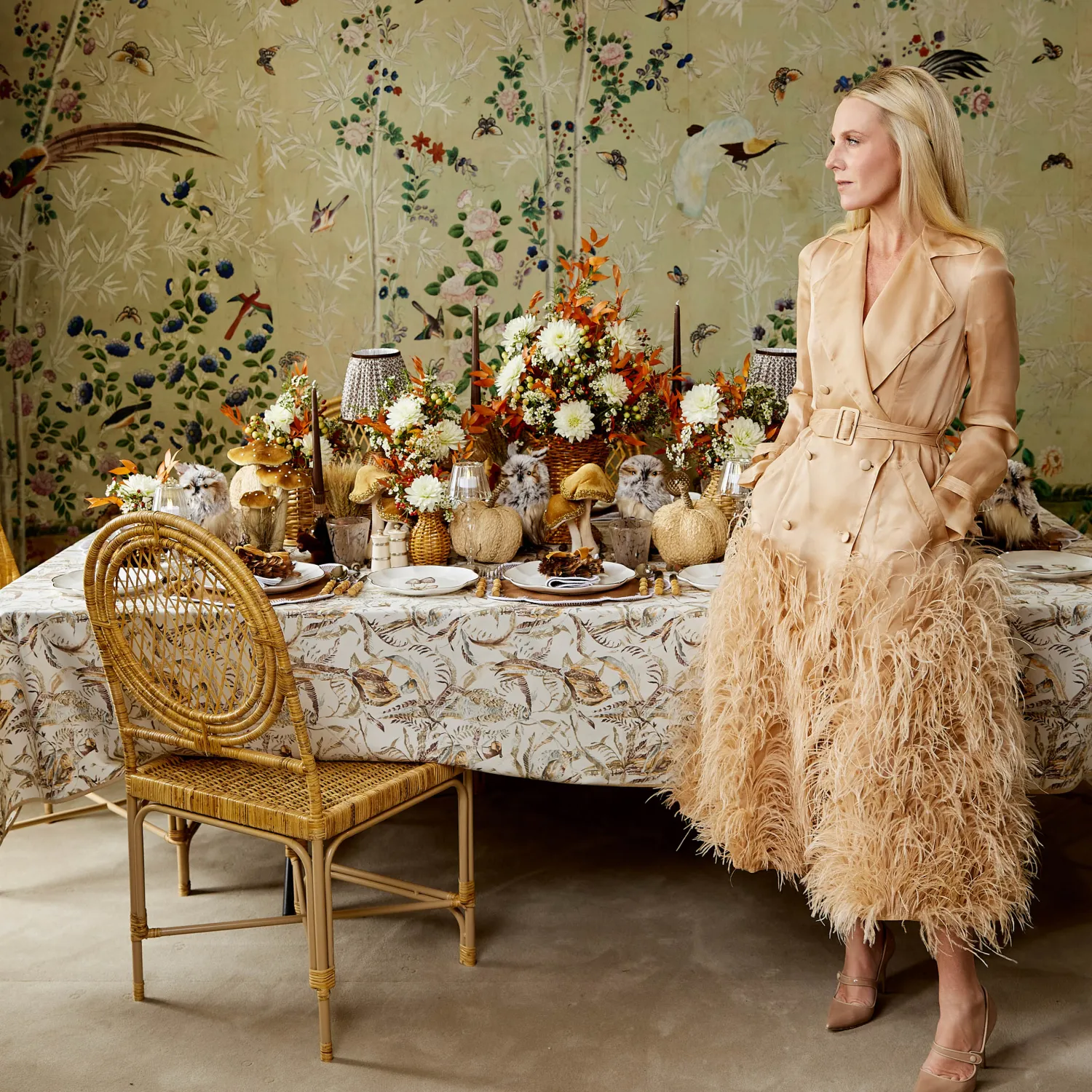 Mrs. Alice Shaded Pheasant Tablecloth< Tablecloths