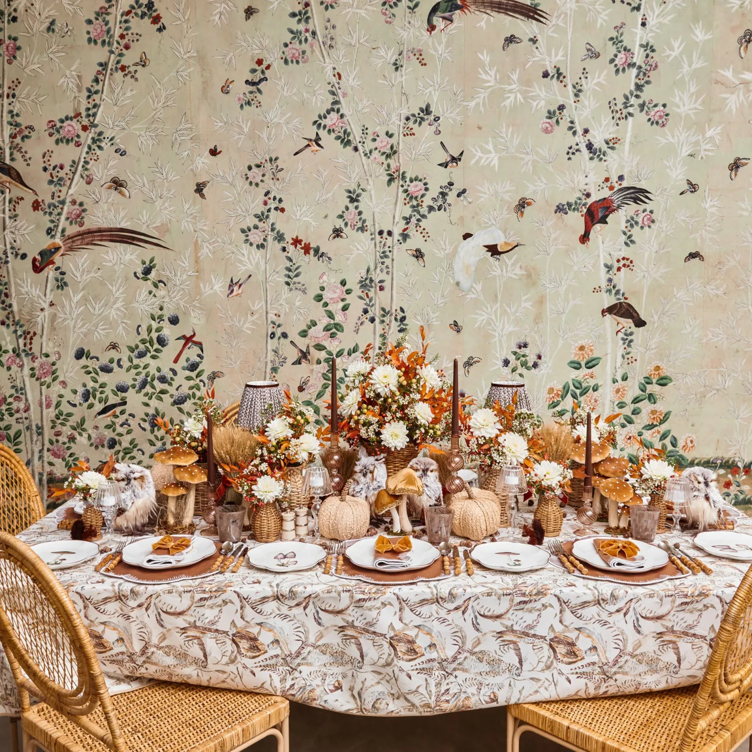 Mrs. Alice Shaded Pheasant Tablecloth< Tablecloths