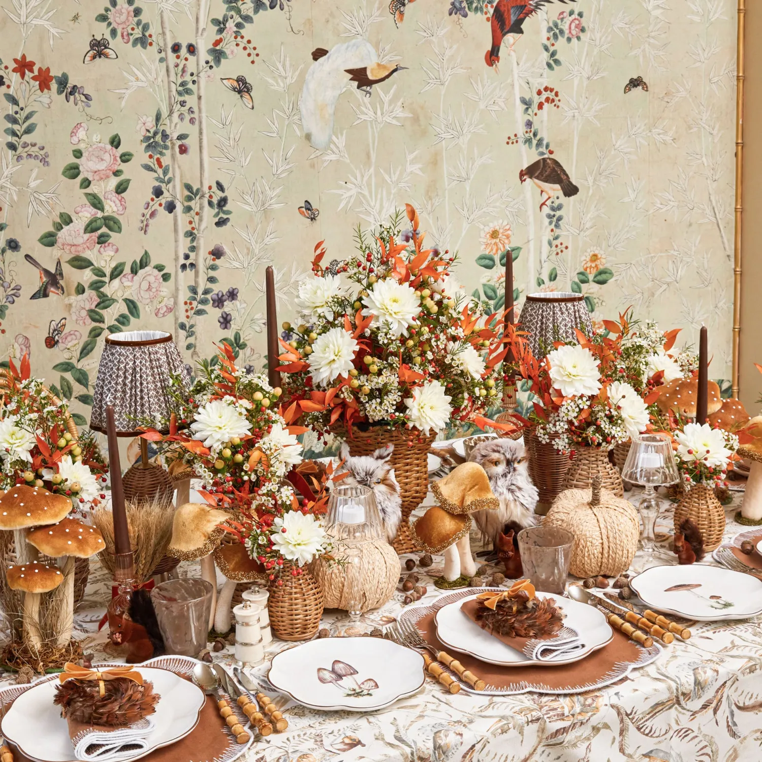 Mrs. Alice Shaded Pheasant Tablecloth< Tablecloths